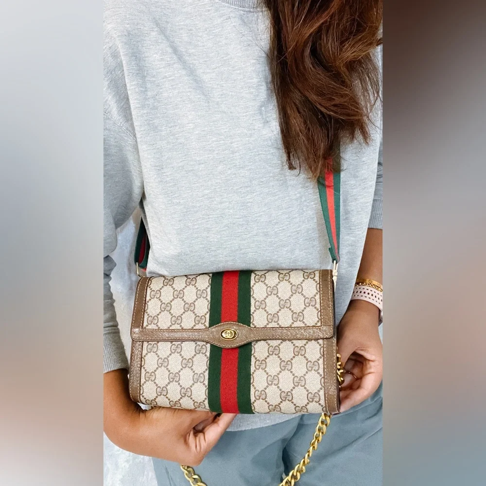 GUCCI GG Ophidia Sherry line clutch crossbody bag ❤️💚 - Picture 4 of 14